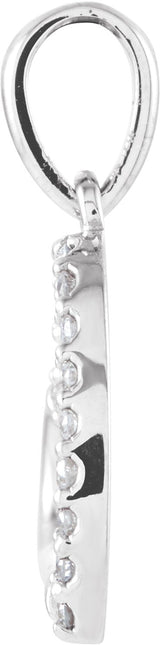 14K Gold Round Natural Diamond Accented Heart Pendant – 1mm Stones - White Gold - view 2
