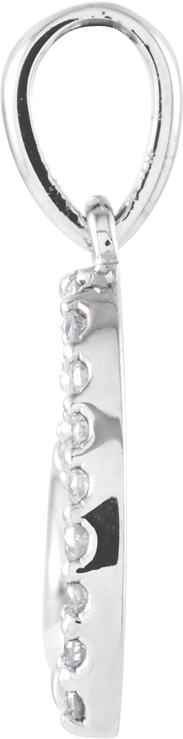 Platinum Round Natural Diamond Accented Heart Pendant - view 2