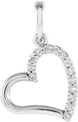 Platinum Round Natural Diamond Accented Heart Pendant