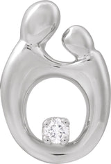 14K Gold Accented Motherhood Slide Pendant II - White Gold