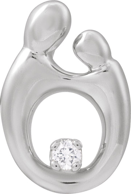14K Gold Accented Motherhood Slide Pendant II - White Gold