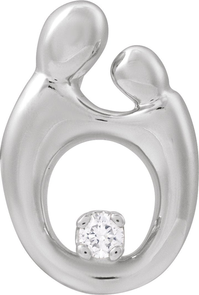 14K Gold Accented Motherhood Slide Pendant II - White Gold