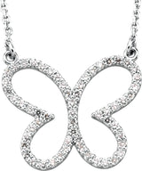 14K Gold Round Natural Diamond Butterfly Necklace - Rose Gold - view 2