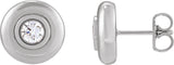 Platinum Round Lab-Grown Diamond Bezel-Set Puffed Stud Earrings