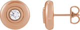 14K Gold Round Lab-Grown Diamond Bezel-Set Puffed Stud Earrings - Rose Gold