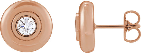 14K Gold Round Lab-Grown Diamond Bezel-Set Puffed Stud Earrings - Rose Gold
