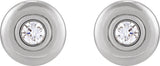 14K Gold Round Lab-Grown Diamond Bezel-Set Puffed Stud Earrings - White Gold - view 2