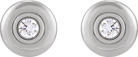Platinum Round Lab-Grown Diamond Bezel-Set Puffed Stud Earrings - view 2
