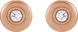 14K Gold Round Lab-Grown Diamond Bezel-Set Puffed Stud Earrings - Rose Gold - view 2