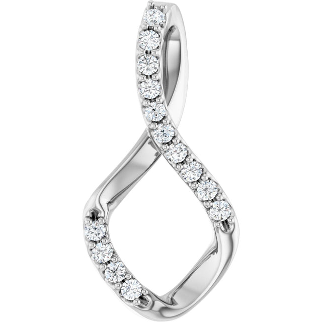 Platinum Round Natural Diamond Accented Freeform Pendant – 1/5 CTW