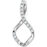 14K Gold Round Natural Diamond Accented Freeform Pendant – 1/5 CTW - White Gold