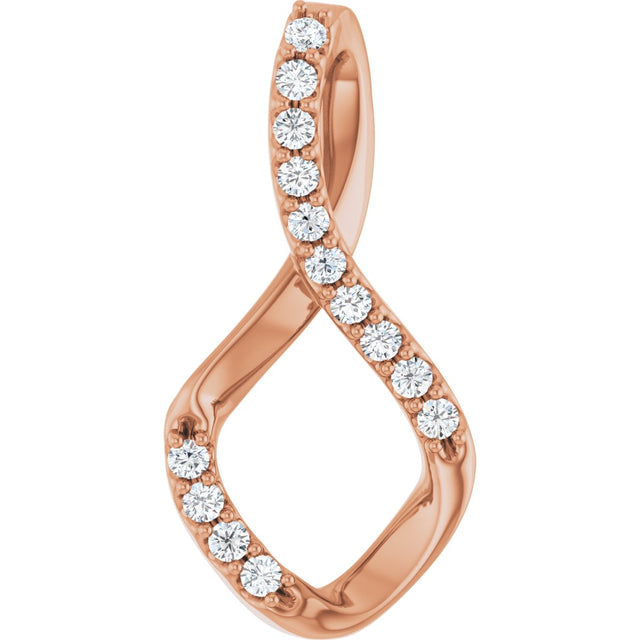 14K Gold Round Natural Diamond Accented Freeform Pendant – 1/5 CTW - Rose Gold
