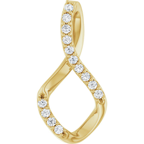 14K Gold Round Natural Diamond Accented Freeform Pendant – 1/5 CTW - Yellow Gold