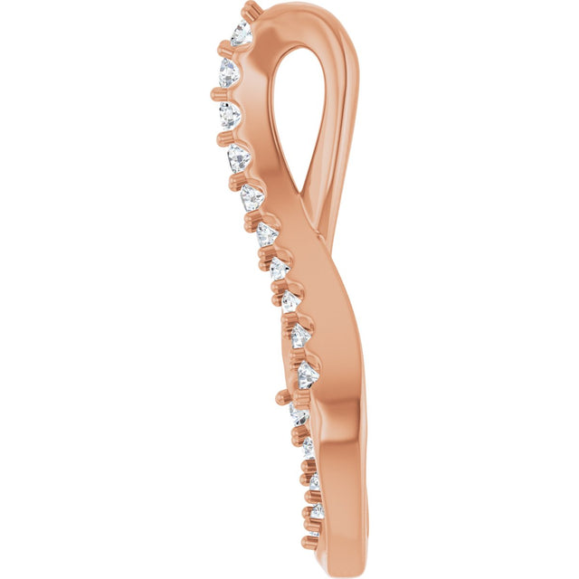 14K Gold Round Natural Diamond Accented Freeform Pendant – 1/5 CTW - Rose Gold - view 3