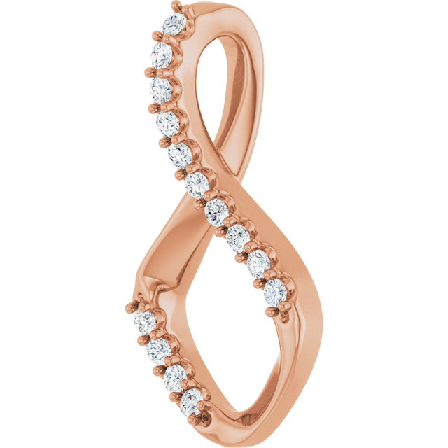 14K Gold Round Natural Diamond Accented Freeform Pendant – 1/5 CTW - Rose Gold - view 2