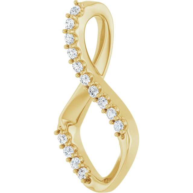 14K Gold Round Natural Diamond Accented Freeform Pendant – 1/5 CTW - Yellow Gold - view 2