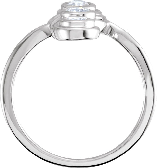 14K Gold Round Natural Diamond Three-Stone Bezel-Set Ring – 3.4mm Stones - Rose Gold - view 3