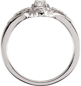 14K Gold Round Natural Diamond Vintage-Inspired Three-Stone Ring - White Gold - view 2