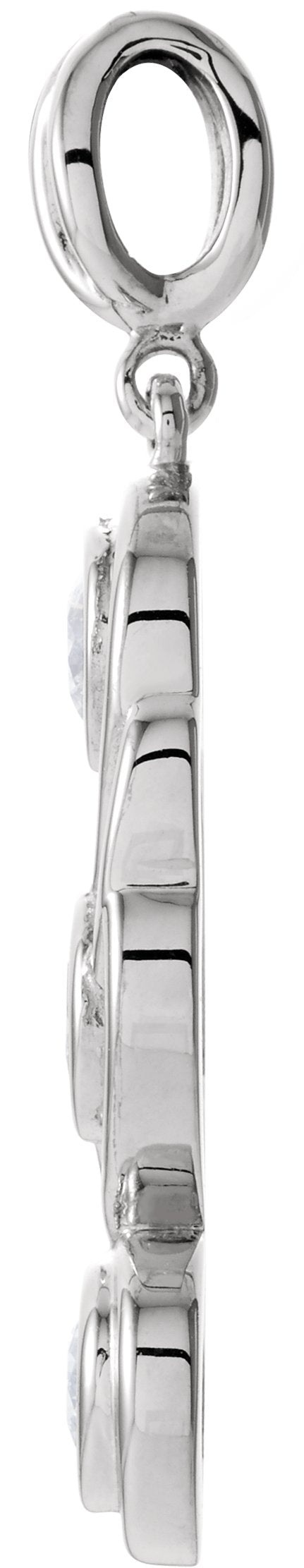 14K Gold Round Natural Diamond Three-Stone Bezel-Set Pendant – 3/8 CTW - White Gold - view 2