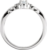 14K Gold Round Natural Diamond Three-Stone Ring – 3.4mm Stones - White Gold - view 2