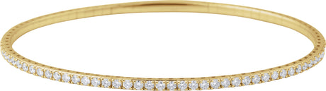 14K Gold Round Lab-Grown Diamond Half Accented Flexible Bangle Bracelet - Yellow Gold