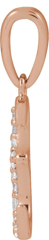 14K Gold Round Natural Diamond Accented Initial Necklace or Pendant - Rose Gold - view 3