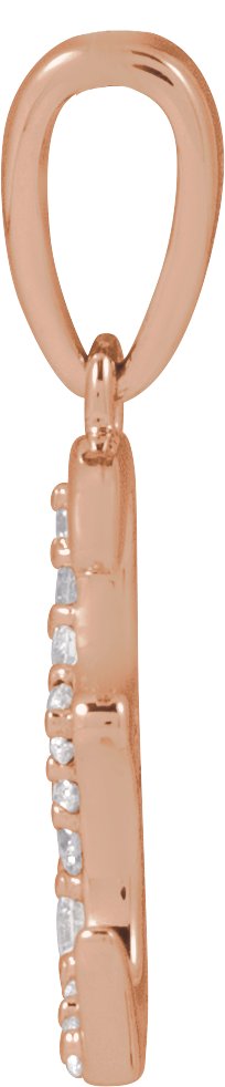 14K Gold Round Natural Diamond Accented Initial Necklace or Pendant - Rose Gold - view 3