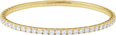 14K Gold Round Lab-Grown Diamond Fully Accented Flexible Bangle Bracelet - Yellow Gold