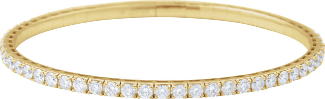 14K Gold Round Lab-Grown Diamond Fully Accented Flexible Bangle Bracelet - Yellow Gold