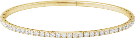 14K Gold Round Lab-Grown Diamond Fully Accented Flexible Bangle Bracelet - Yellow Gold