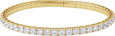 14K Gold Round Lab-Grown Diamond Half Accented Flexible Bangle Bracelet - Yellow Gold
