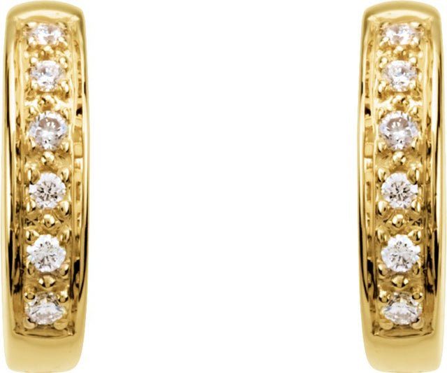 14K Gold Round Natural Diamond Accented Hoop Earrings – 1.2-1.75mm Stones - Yellow Gold - view 2