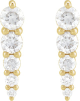 14K Gold Natural Diamond Graduated Bar Earrings - Yellow Gold - view 2