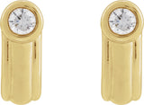 14K Gold Round Lab-Grown Diamond Solitaire J-Hoop Earrings - Yellow Gold - view 2