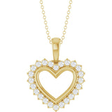 14K Gold Round Natural Diamond Accented Heart Necklace or Pendant – 1/3 CTW - Yellow Gold