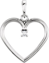 14K Gold Round Natural Diamond Heart Pendant – up to 0.025 CTW - White Gold