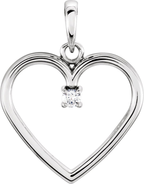 14K Gold Round Natural Diamond Heart Pendant – up to 0.025 CTW - White Gold