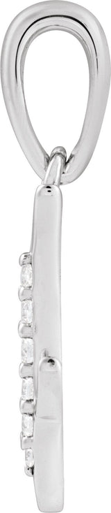 14K Gold Round Natural Diamond Accented Initial Necklace or Pendant - White Gold - view 2