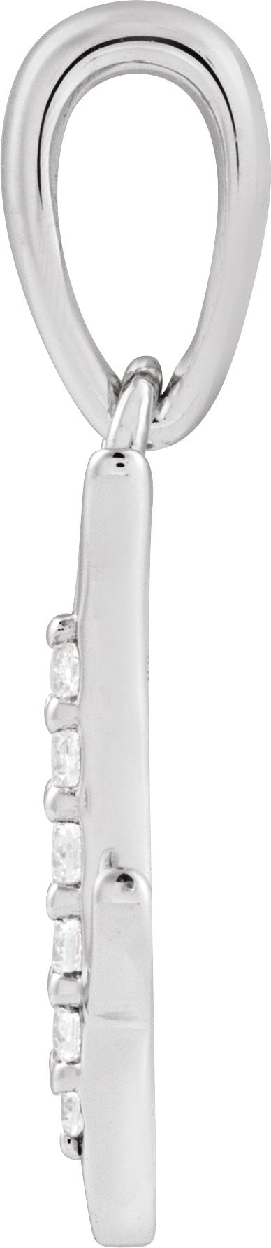 14K Gold Round Natural Diamond Accented Initial Necklace or Pendant - White Gold - view 2