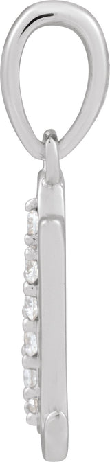 14K Gold Round Natural Diamond Accented Initial Necklace or Pendant - White Gold - view 2