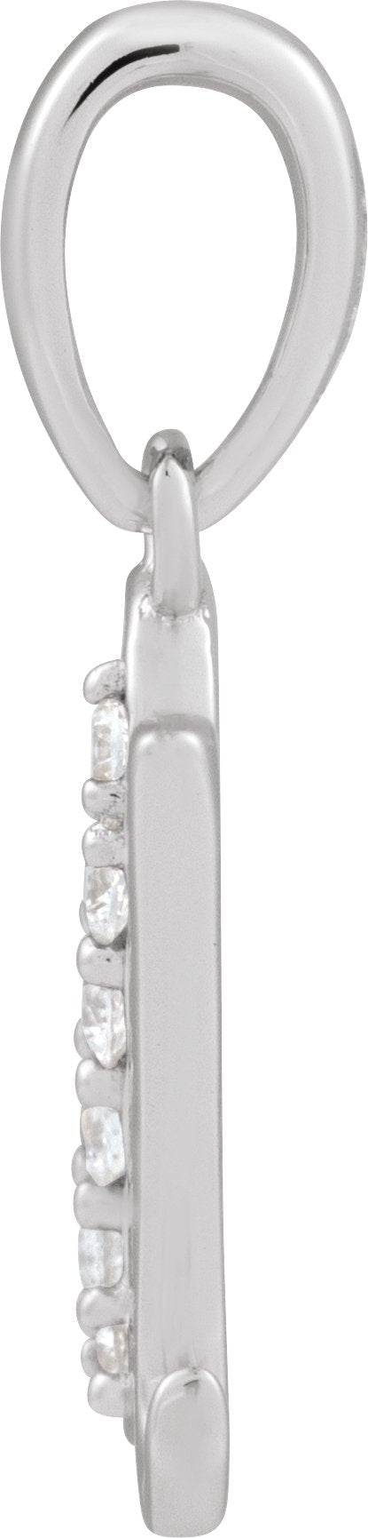 14K Gold Round Natural Diamond Accented Initial Necklace or Pendant - White Gold - view 2