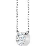 Platinum Round Lab-Grown Diamond Bezel-Set Solitaire Necklace - view 2