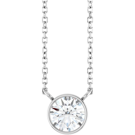 Platinum Round Lab-Grown Diamond Bezel-Set Solitaire Necklace