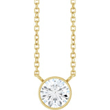 14K Gold Round Lab-Grown Diamond Bezel-Set Solitaire Necklace - Yellow Gold