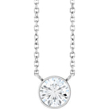 Platinum Round Lab-Grown Diamond Bezel-Set Solitaire Necklace