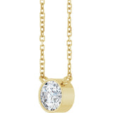 14K Gold Round Lab-Grown Diamond Bezel-Set Solitaire Necklace - Yellow Gold - view 2