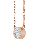 14K Gold Round Lab-Grown Diamond Bezel-Set Solitaire Necklace - Rose Gold - view 2