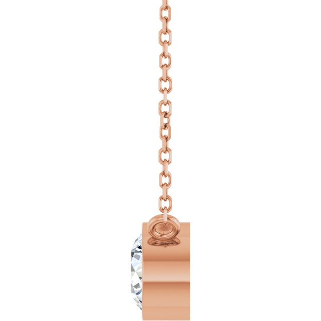 14K Gold Round Lab-Grown Diamond Bezel-Set Solitaire Necklace - Rose Gold - view 3