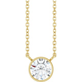14K Gold Round Lab-Grown Diamond Bezel-Set Solitaire Necklace - Yellow Gold