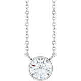 Platinum Round Lab-Grown Diamond Bezel-Set Solitaire Necklace